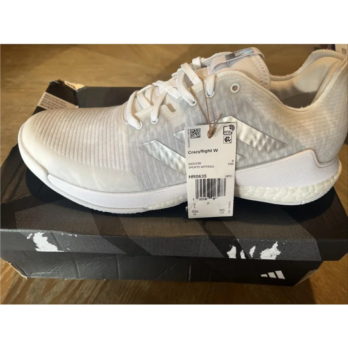 Crazyflight W Womens Size 10 1/2 Volleyball White/silver by Adidas