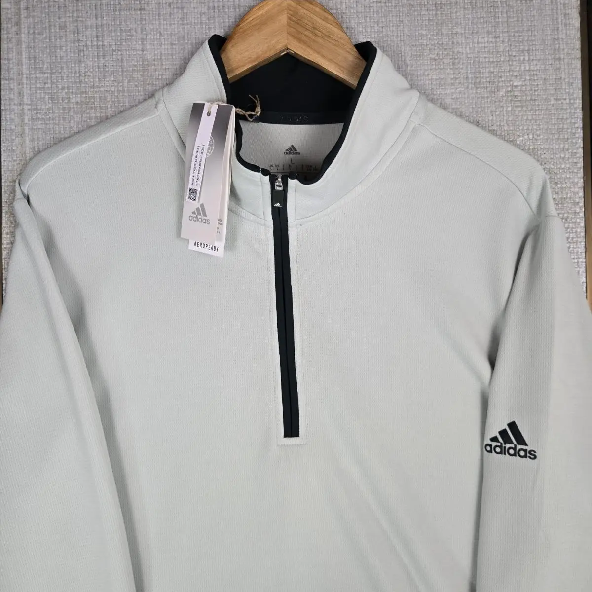 Adidas Primegreen Mens Large Lightweight 1/4 Zip Pullover Light Green