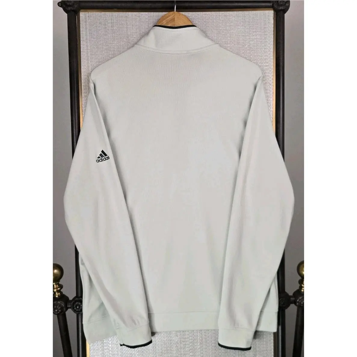 Adidas clothing - golf casual trefoil performance men`s size long sleeves 1/4 1/2 quarter half wind shirt pullover primegreen light pale green - Green 6