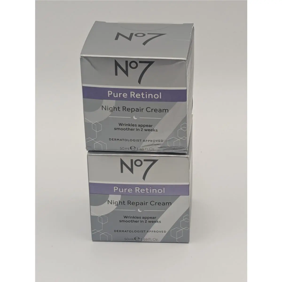 2-Pack No7 Pure Retinol Night Repair Cream Smooths Wrinkles 1.69oz Each