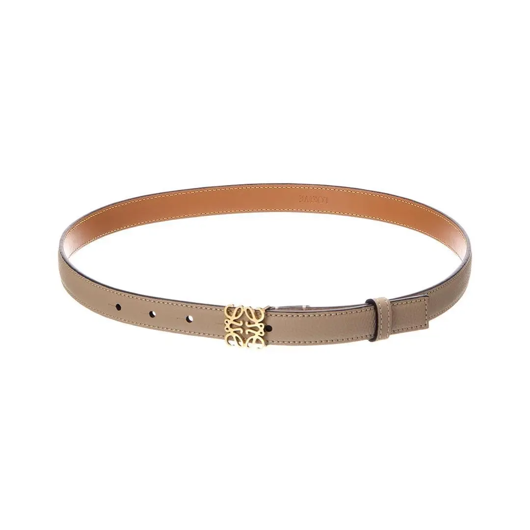 Dnu Inv Loewe Anagram Leather Belt Women`s Beige 90