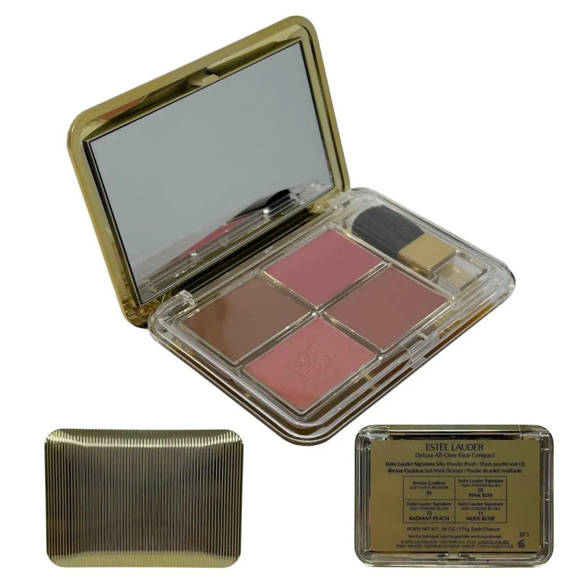 Estee Lauder Deluxe All-over Face Compact Goddess Kiss Radiant Peach Rose by Estée Lauder
