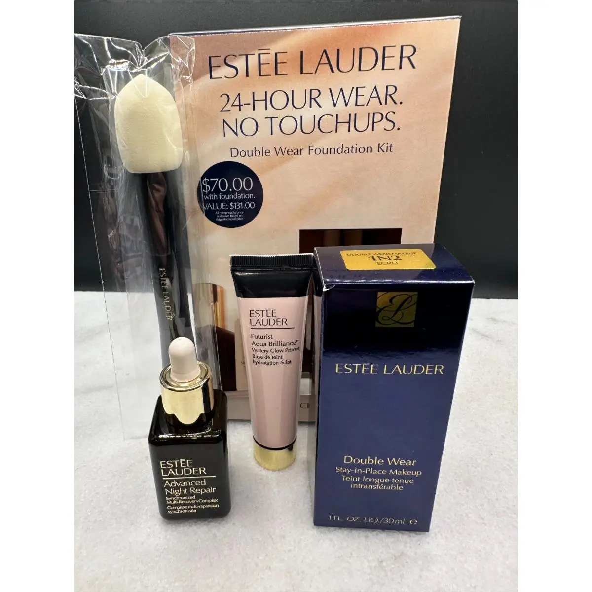 Estee Lauder Origin Formula 1N2 Ecru Double Wear Makeup Sip 3pce EL Gift $70Va by Estée Lauder