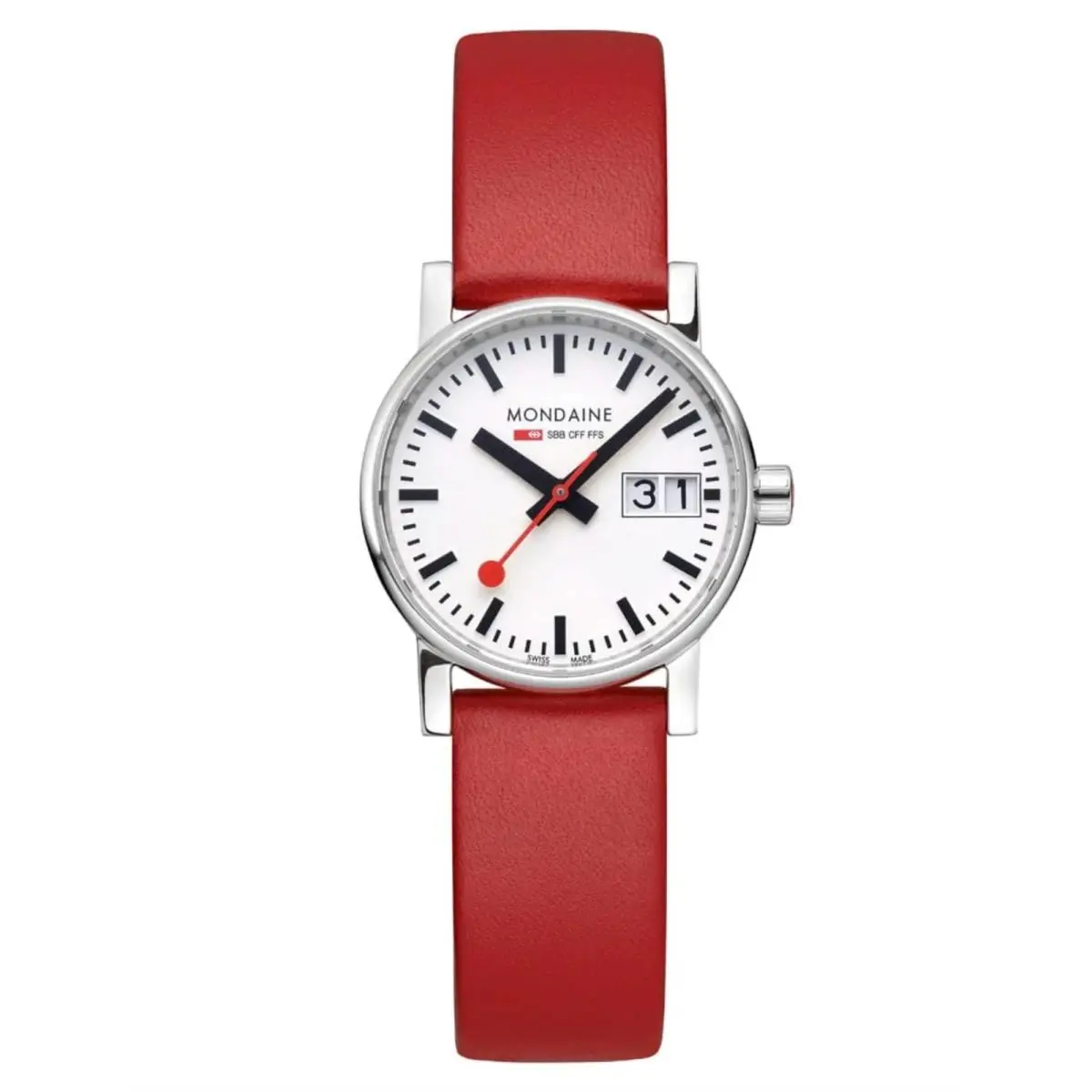 MSE.30210.LCV Evo2 Red Leather 30mm Quartz Wrist Watch by Mondaine