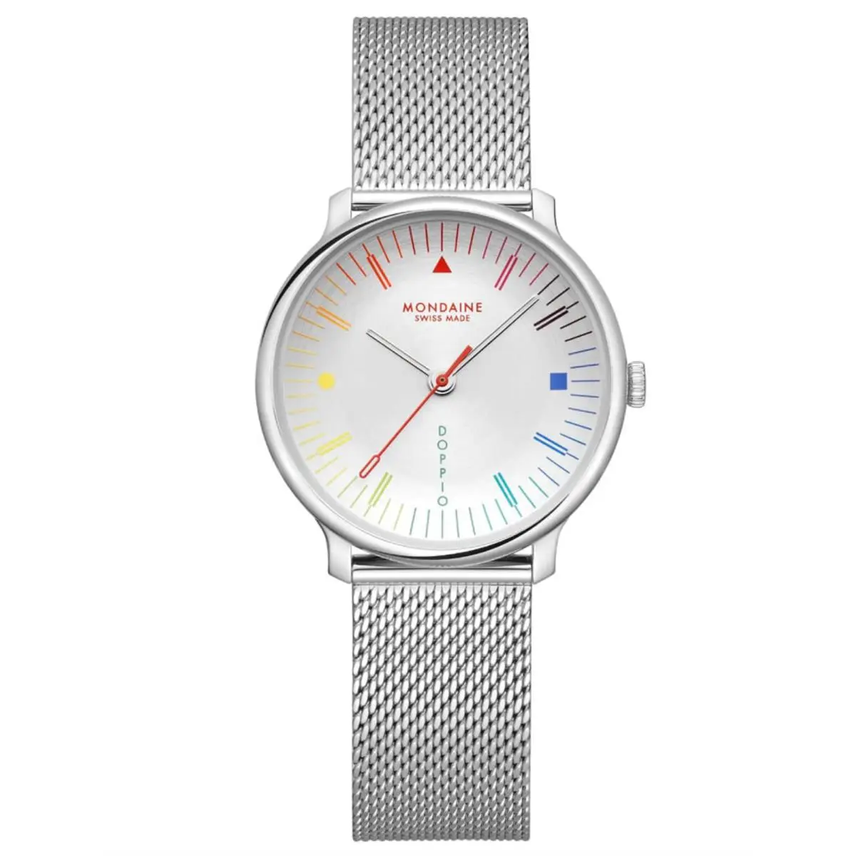 Mondaine MLE.33112.SM Doppio Steel 33 mm White Dial Quartz Wrist Watch