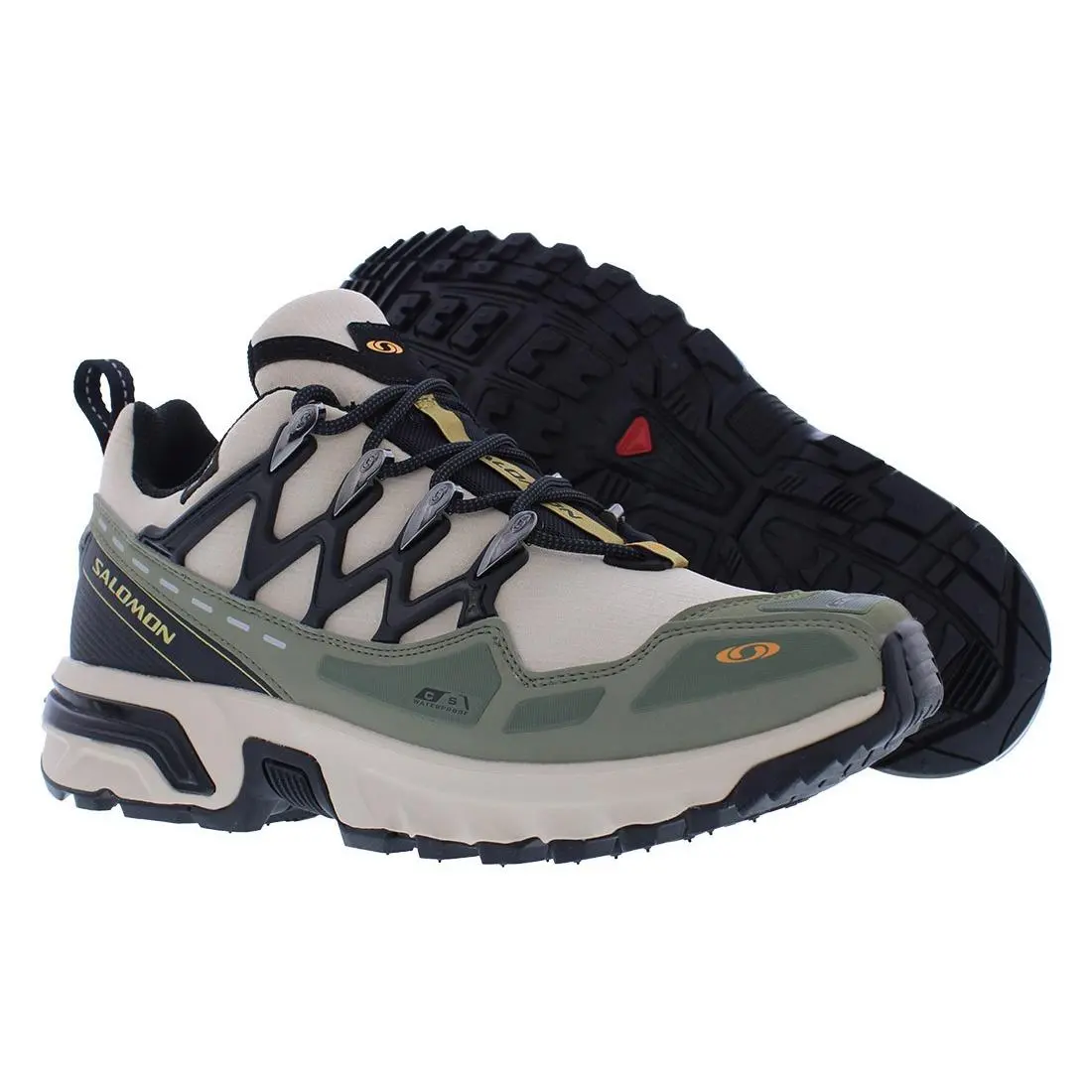Salomon Acs + Cswp Unisex Shoes Size 10 Color: Cement/deep Lichen Green/orange