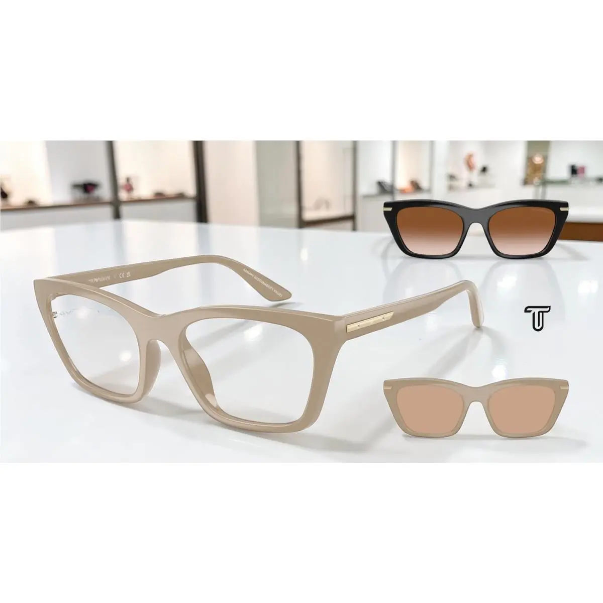 EA4274BU 63791W Shiny Tundra Clear 55 mm Women`s Sunglasses by Emporio Armani