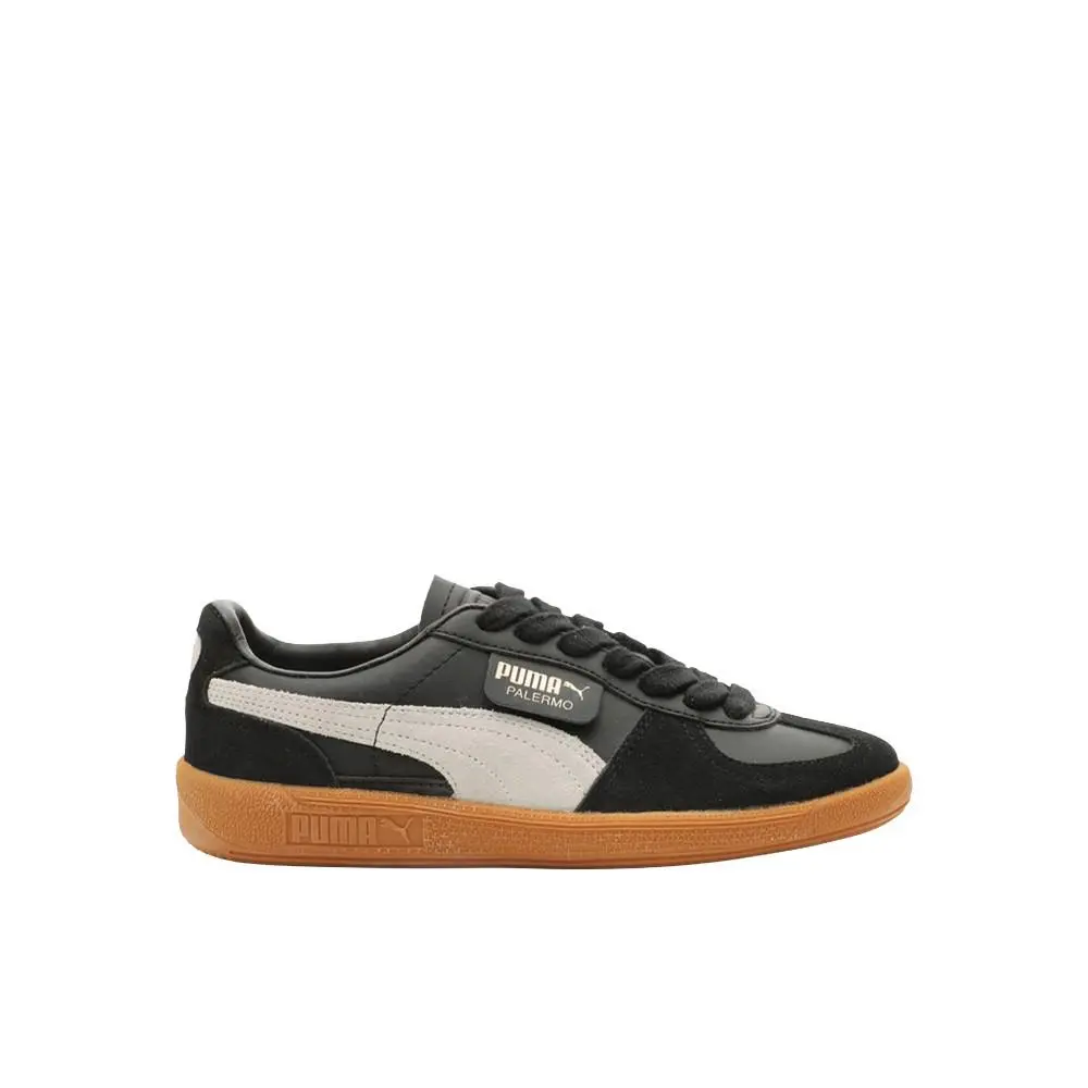 Puma Palermo Leather Lace Up Youth Boys Black Grey Sneakers Casual Shoes 39727