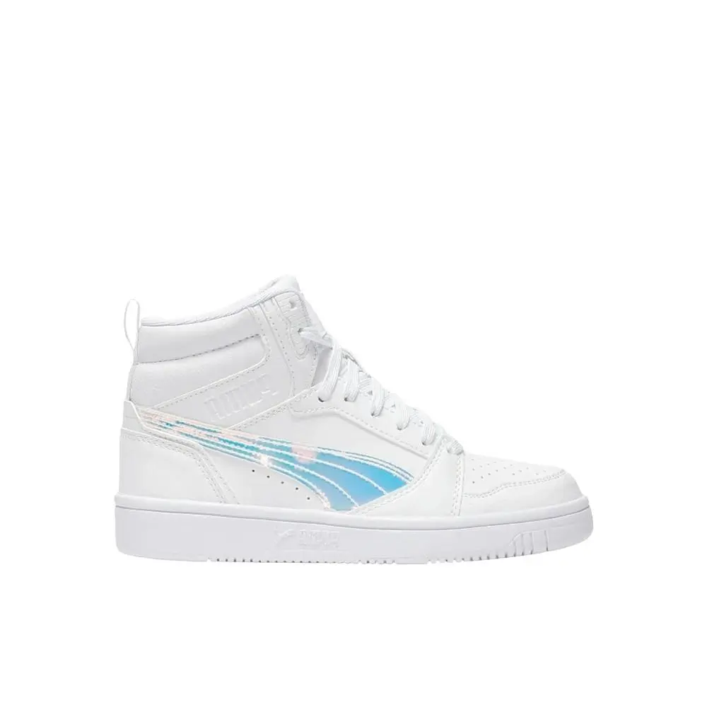 Puma Rebound V6 Shine High Top Youth Girls White Sneakers Casual Shoes 40538001