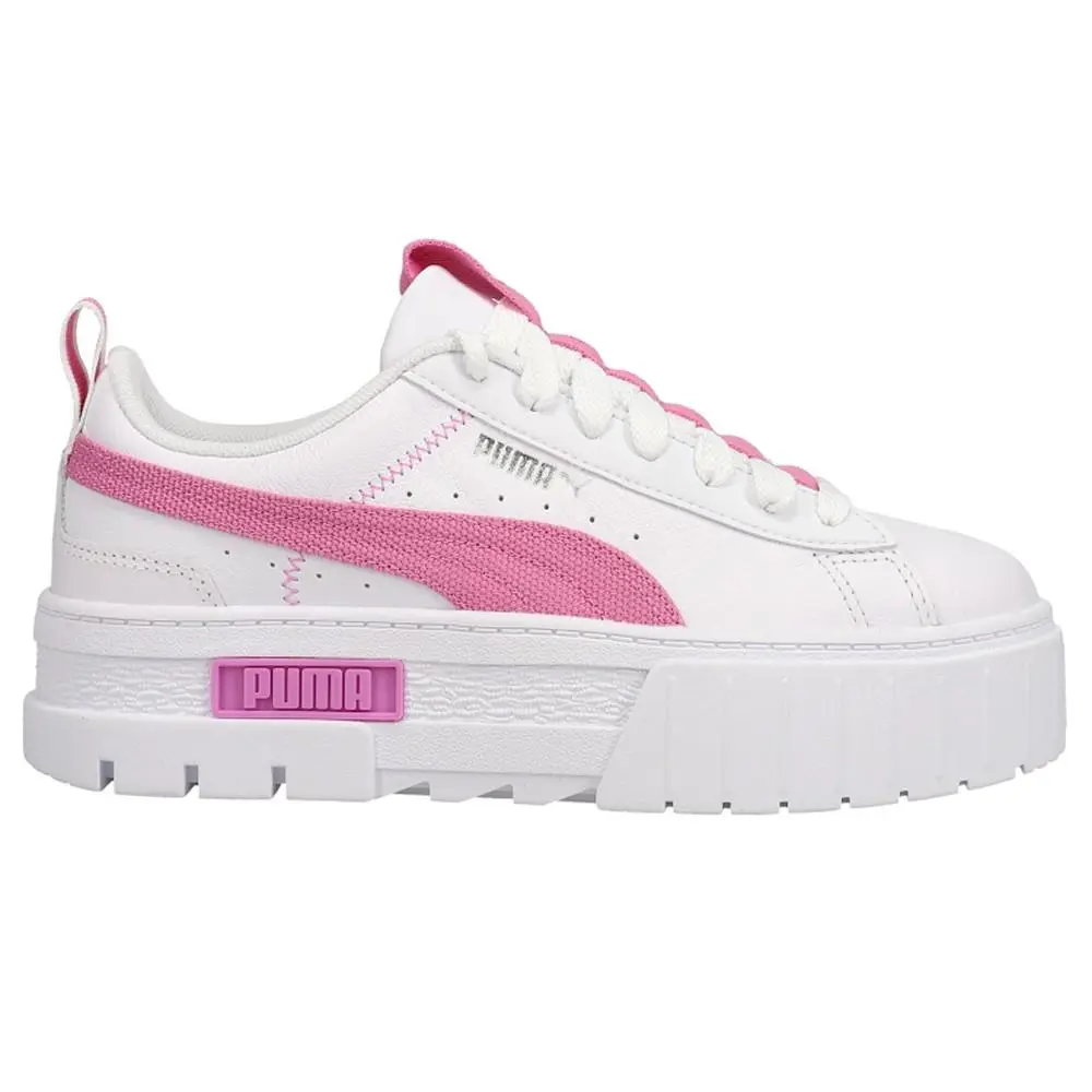 Puma Mayze Lace Up Platform Womens White Sneakers Casual Shoes 384007-01