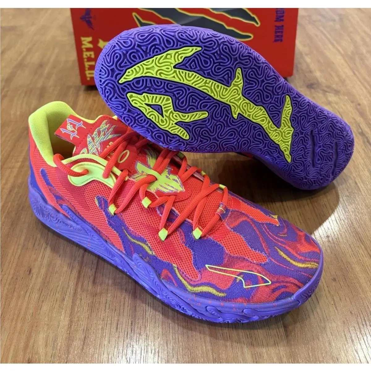 Men`s Sz 12 Lamelo Ball MB.03 Lo Lava Basketball Shoes 310847 01 by Puma