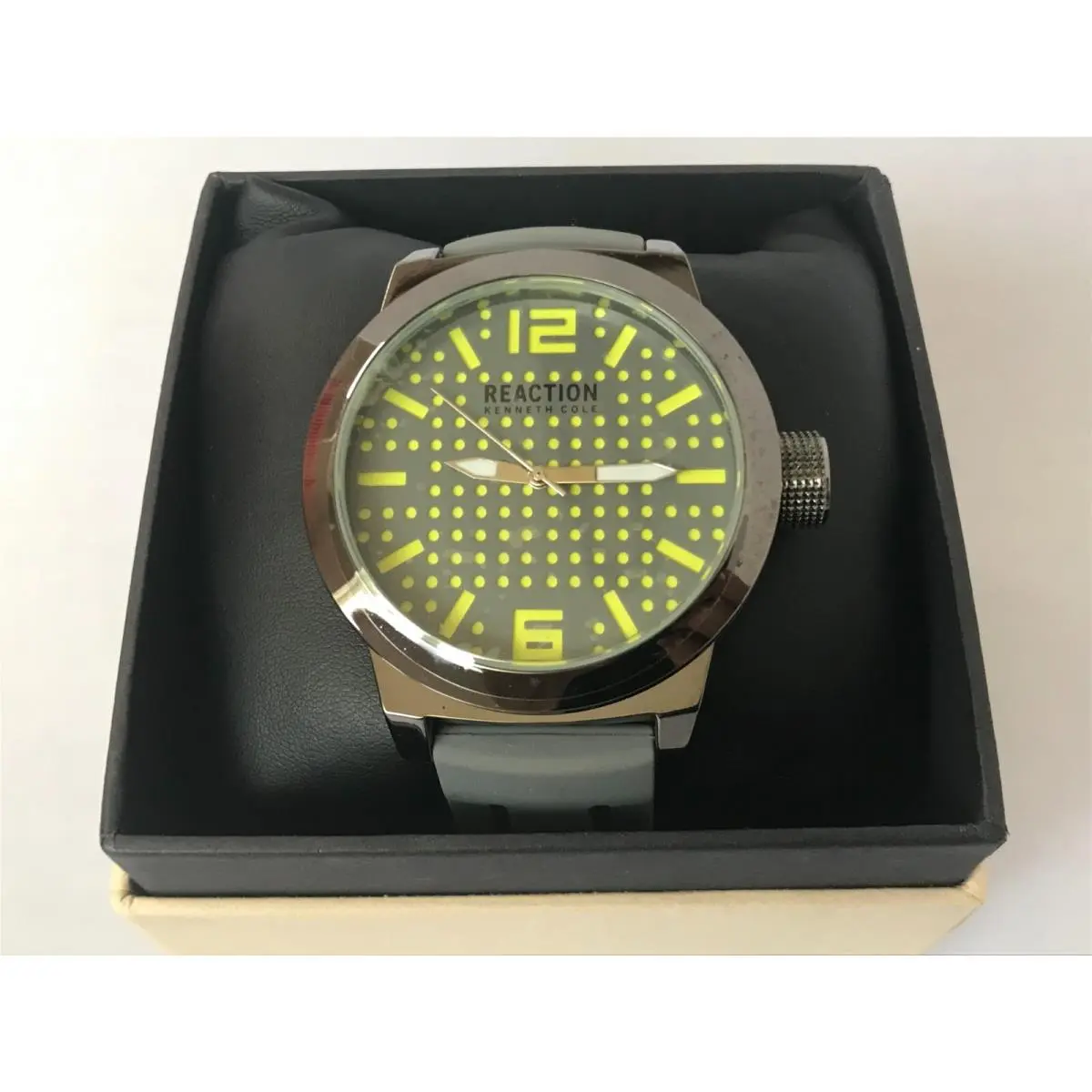 Reaction Men`s Sports Watch Quartz Grey Silicone Strap by Kenneth Cole