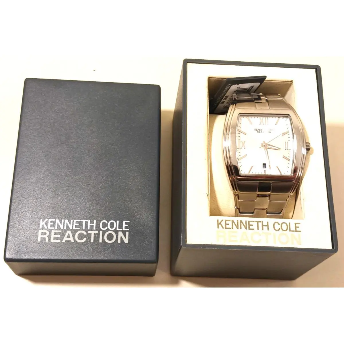 Reaction KC3567 Mens Date Watch Stainless Steel W/tags Gift by Kenneth Cole