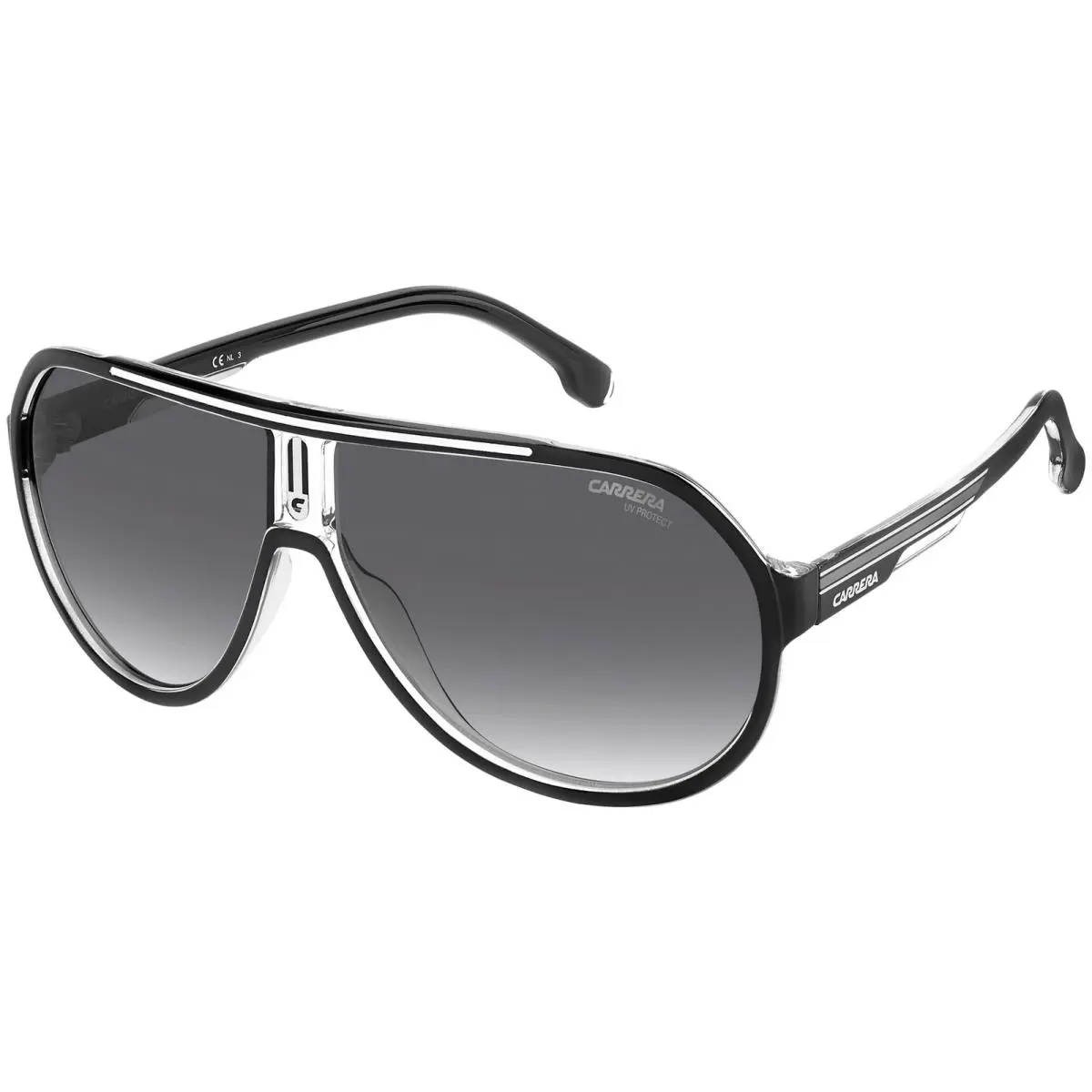 Carrera Men`s Black/white Pilot Sunglasses w/ Gradient Lens - CA1057S 080S 9O