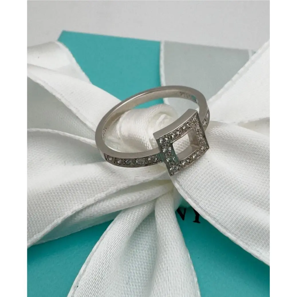Tiffany Co. Open Square Platinum Diamond Ring Size 6.5 Pt 950 by Tiffany & Co.