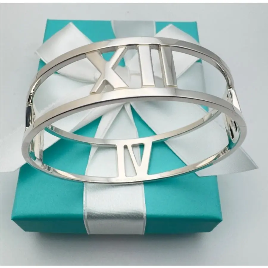 Tiffany Co. Open Atlas Bangle Bracelet Sterling Silver 925 Medium