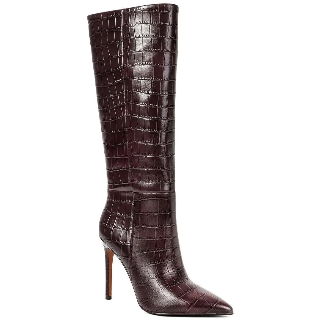 Tiffany Fred Paris Embossed Leather Boot Women`s Brown 39 by Tiffany & Co.