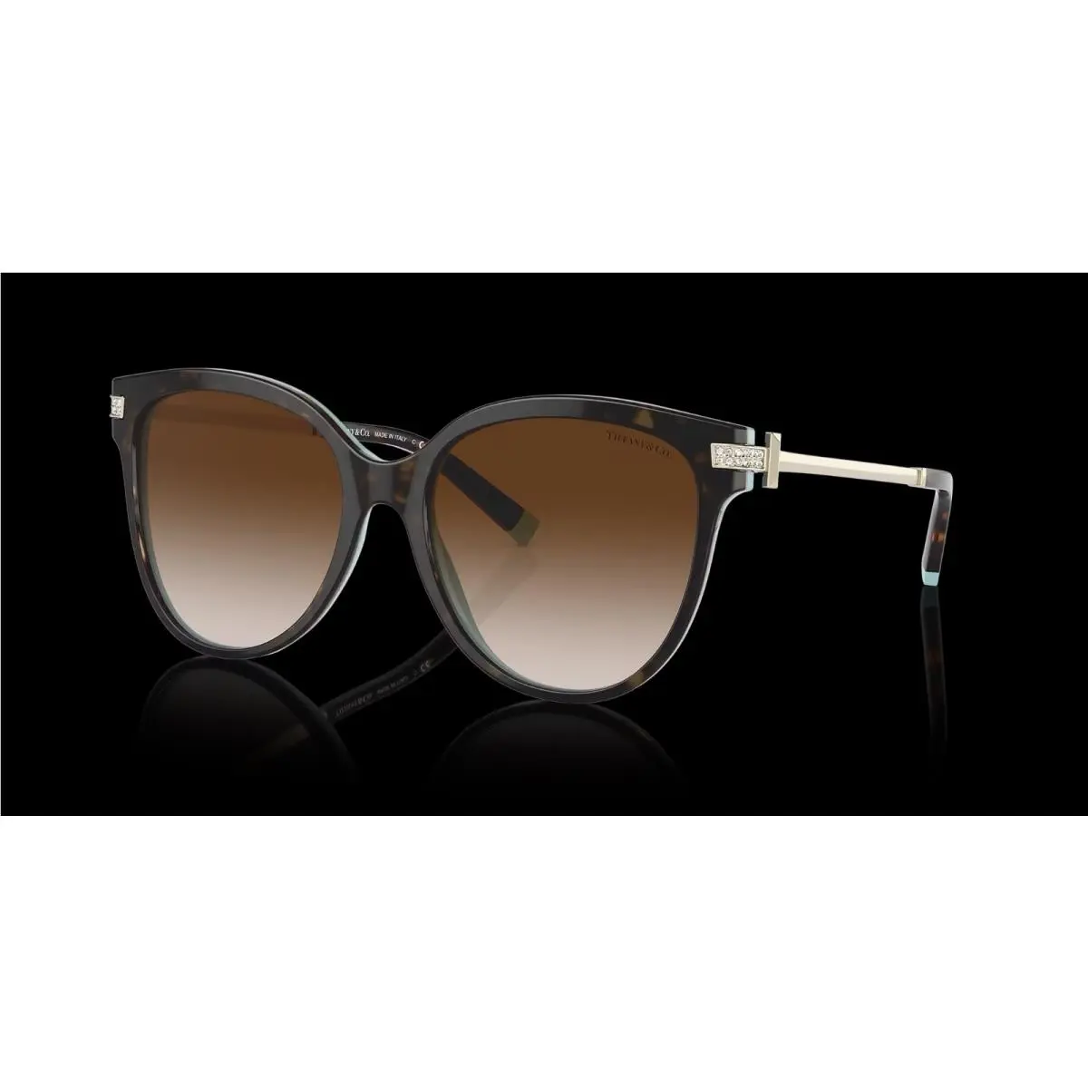No Case- Tiffany Co Havana on Blue Sunglasses