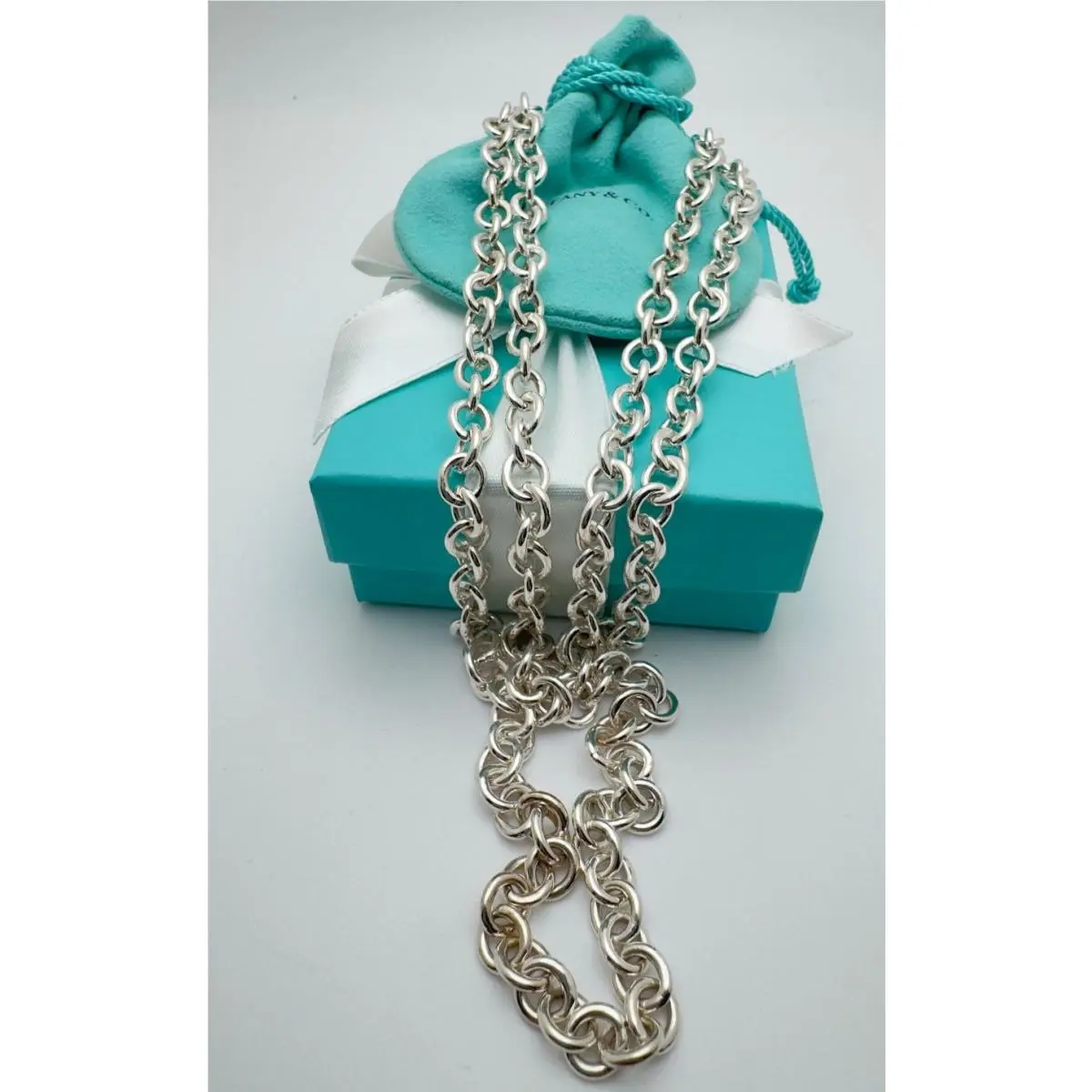 Tiffany Co. Double Row Round Link Necklace Sterling Silver 925 by Tiffany & Co.