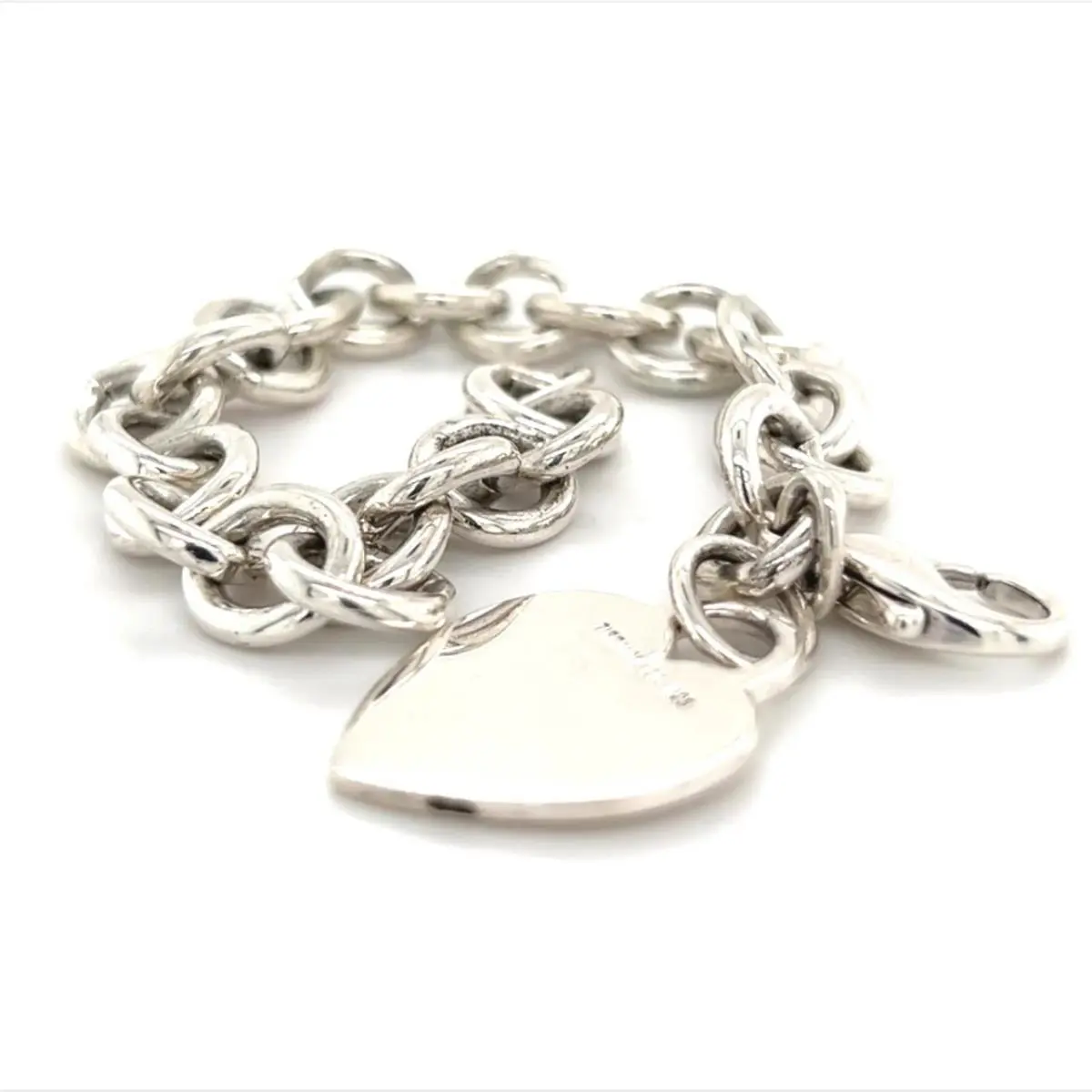 Tiffany Co Estate Heart Charm Bracelet Sterling Silver 7.5 36 Grams TIF254