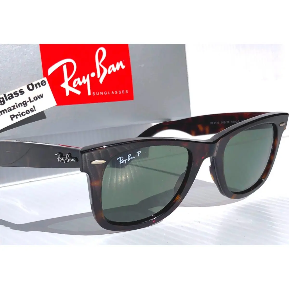 Ray Ban Wayfarer Tortoise Polarized Green Lens Sunglass RB 2140 902/58 by Ray-Ban
