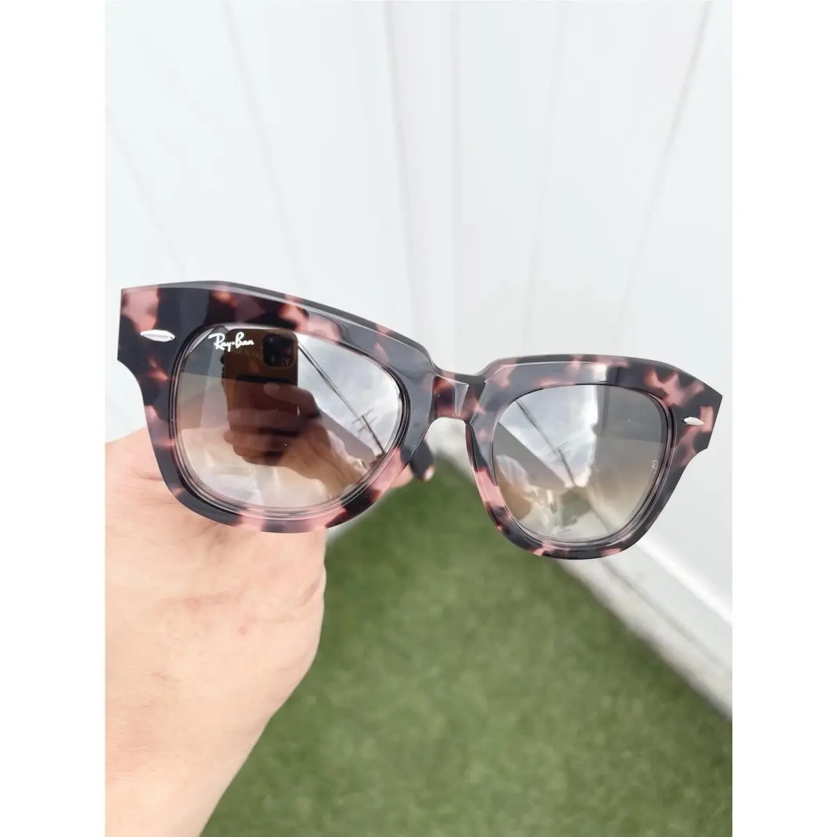 Ray Ban State Street RB2186 2186 Pink Havana Brown Gradient Lens Size 49/20 by Ray-Ban