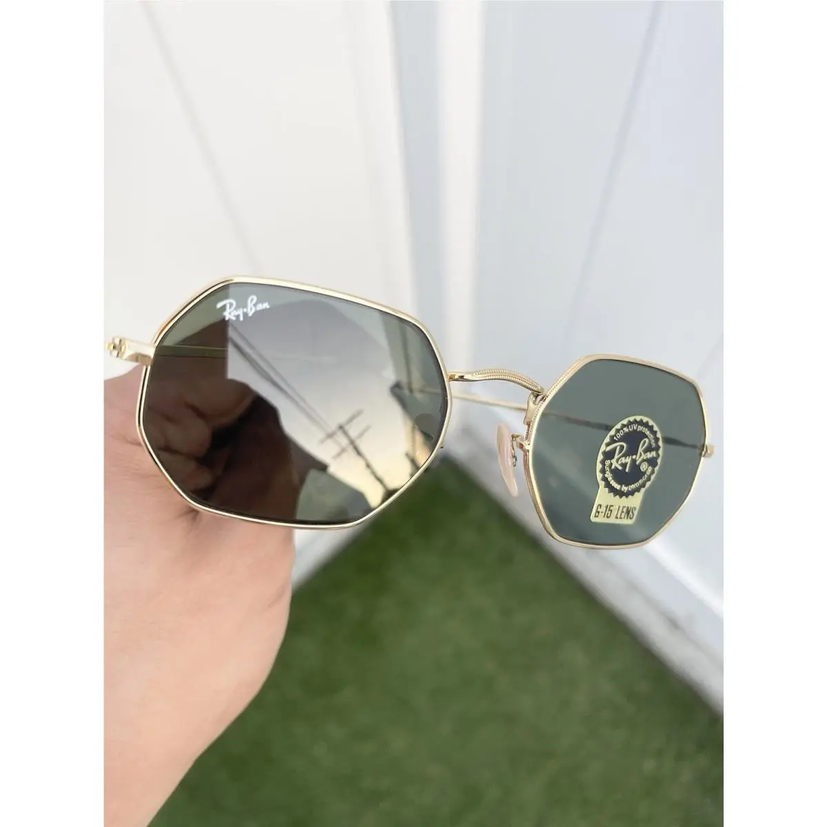 Ray Ban Octagon Octagonal RB3556 3556 Gold G15 Lens Size 53/21 by Ray-Ban
