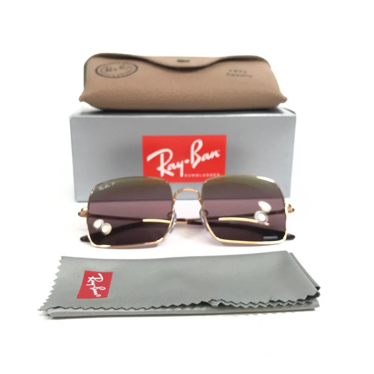 Ray-ban Sunglasses RB1971 Square 9202/G9 Rose Gold Square w Red Mirror Chromance by Ray-Ban