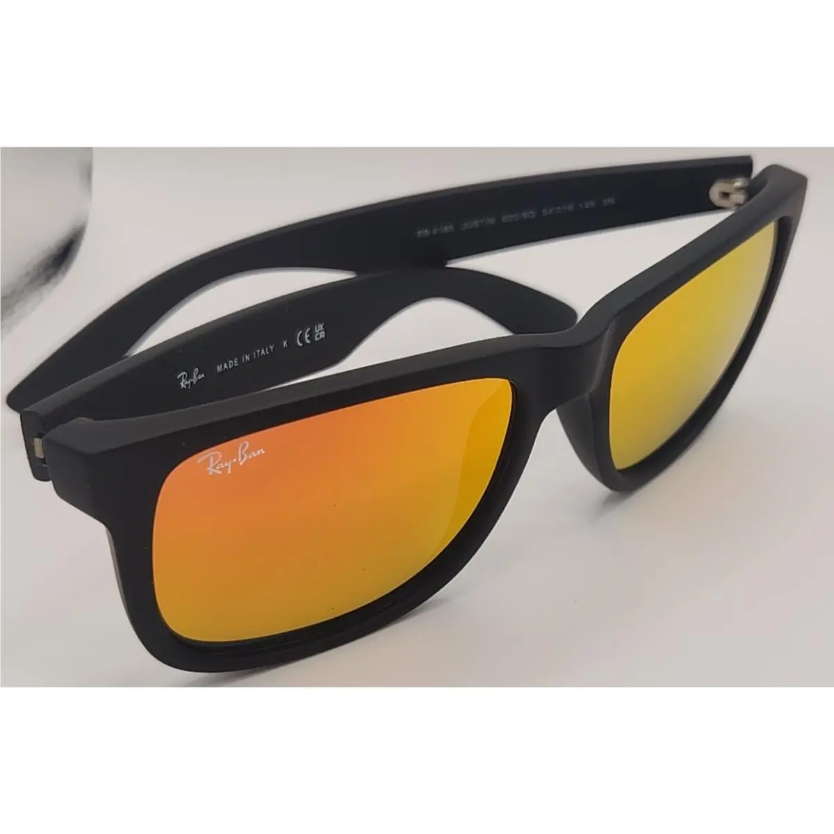 Ray-ban Justin Black Matte Rubber Frame Orange Mirrored Lenses 54/16 mm by Ray-Ban