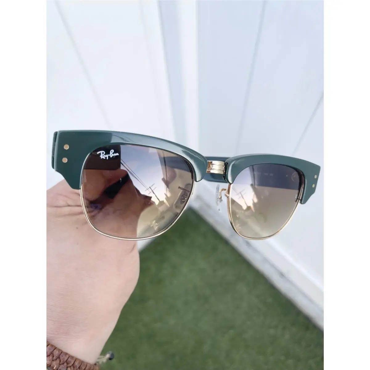 Ray Ban Mega Clubmaster RB0316S 0316 Green Brown Gradient Lens Size 53/21 by Ray-Ban
