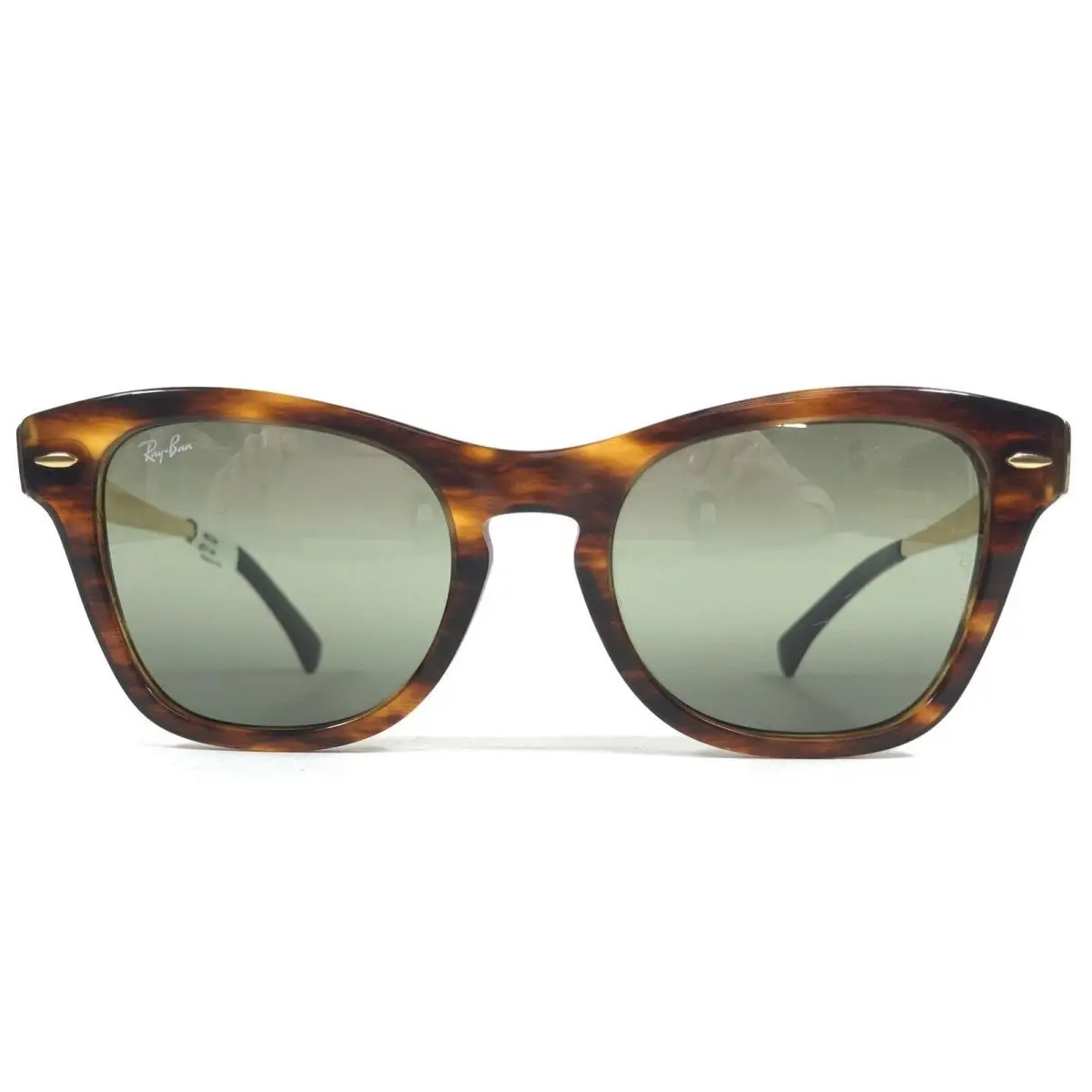 Ray-ban Sunglasses RB0707-S-M 954/G4 Striped Cat Eye with Green Bi-mirror Lenses by Ray-Ban