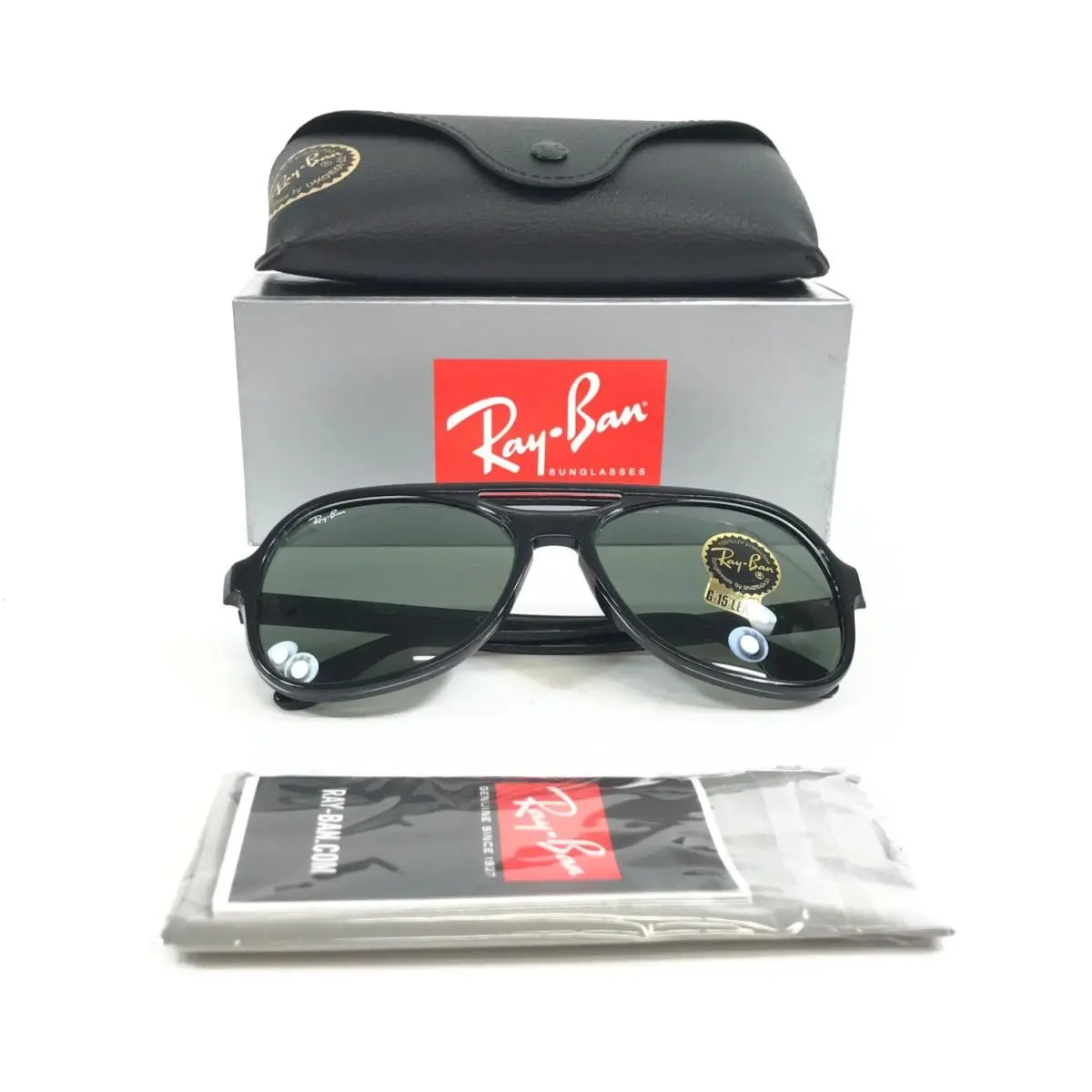 Ray-ban Sunglasses RB4357 Powderhorn 6545/31 Black Transparent with Green Lenses by Ray-Ban