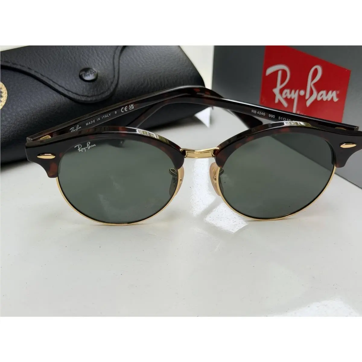 Ray-ban RB4246 990 Clubround Havana Red G-15 Green Sunglasses 51mm by Ray-Ban