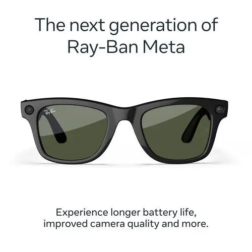 Meta Ray-ban Wayfarer Glasses Shiny Black Standard Gen 2 RW4012