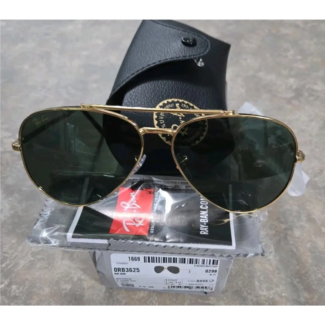 Ray Ban RB3625 919631 Legend Gold Green Aviator Unisex 62 mm Sunglasses by Ray-Ban