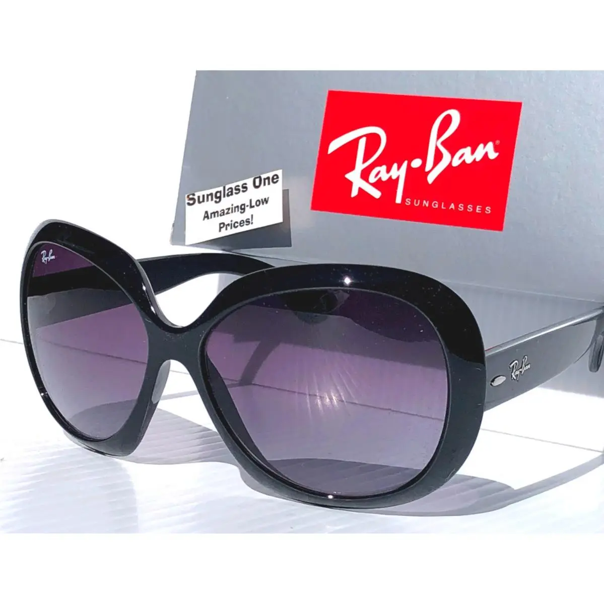 Ray Ban Jackie Ohh 2 Black Oversized Gradient Grey Lens Sunglass RB 4098 601/8G by Ray-Ban