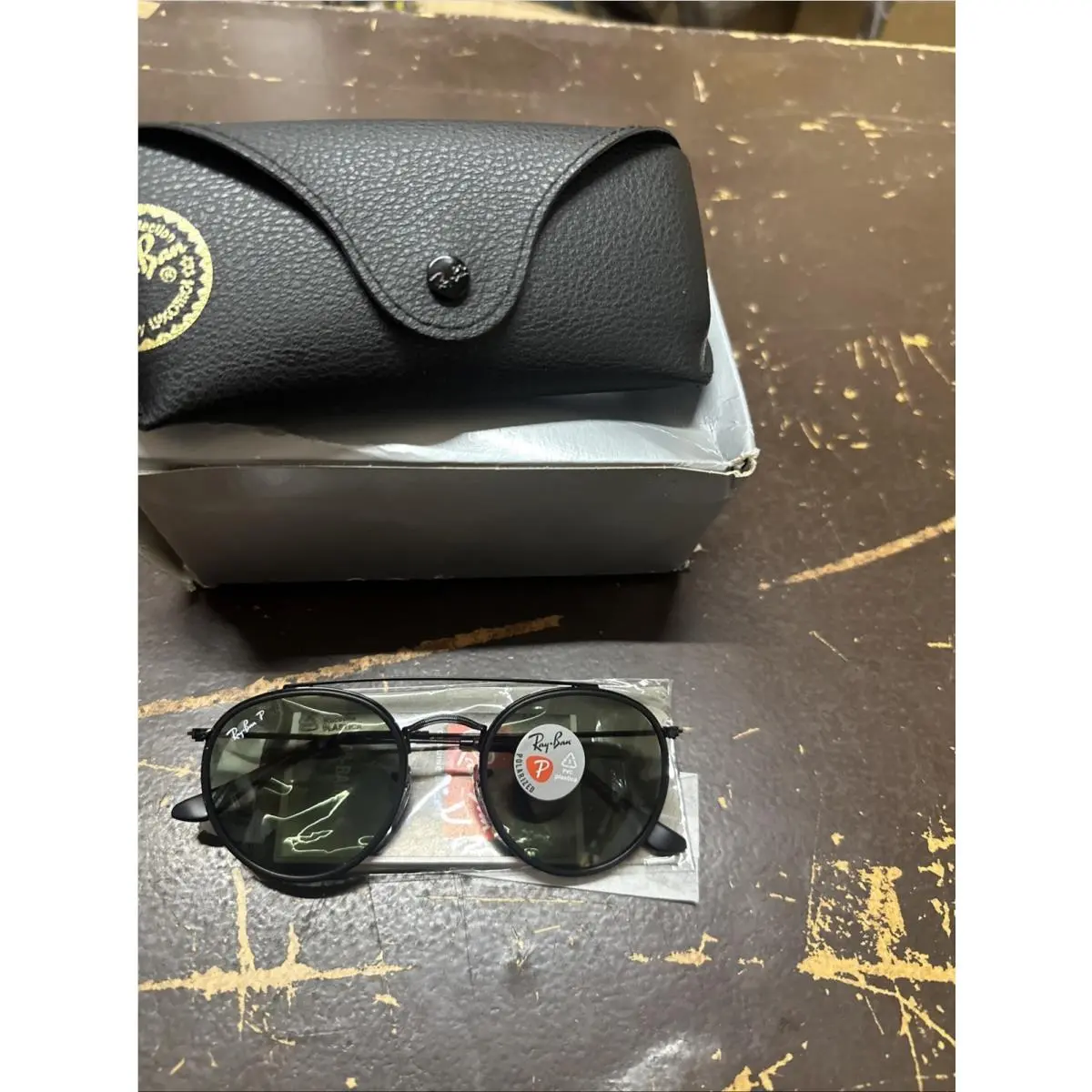 Ray-ban Round Sunglasses Black Metal Frame Black Lenses with Case Box by Ray-Ban