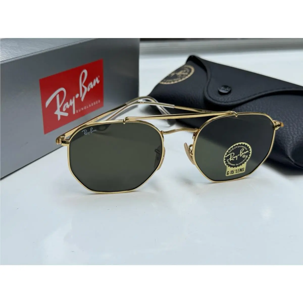 Ray-ban RB3648 The Marshal 001 Arista Gold /G-15 Green 54mm Sunglasses by Ray-Ban