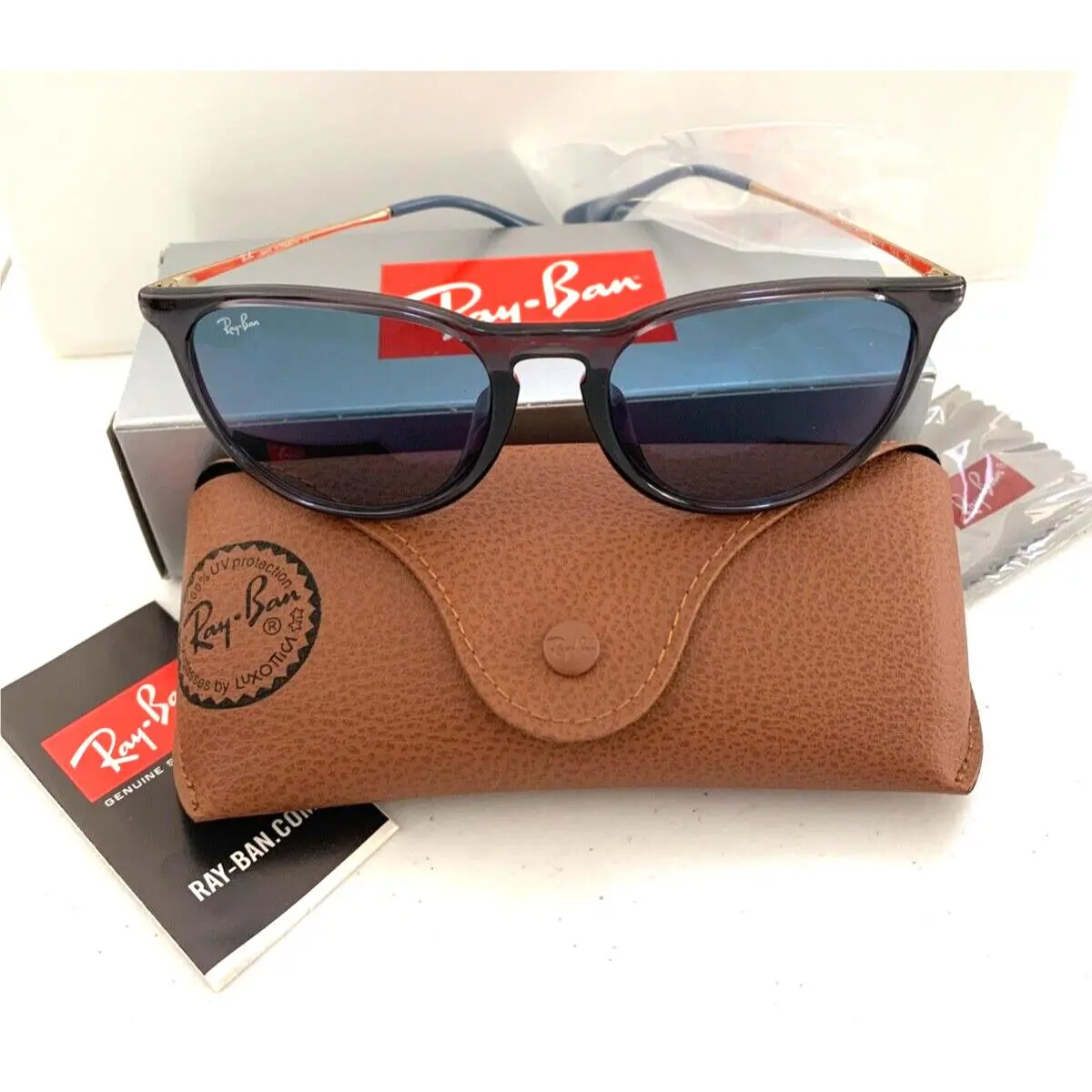 Ray-ban Erika Color Mix Transparent Grey Blue Gold Sunglasses RB 4171 6340F7 by Ray-Ban