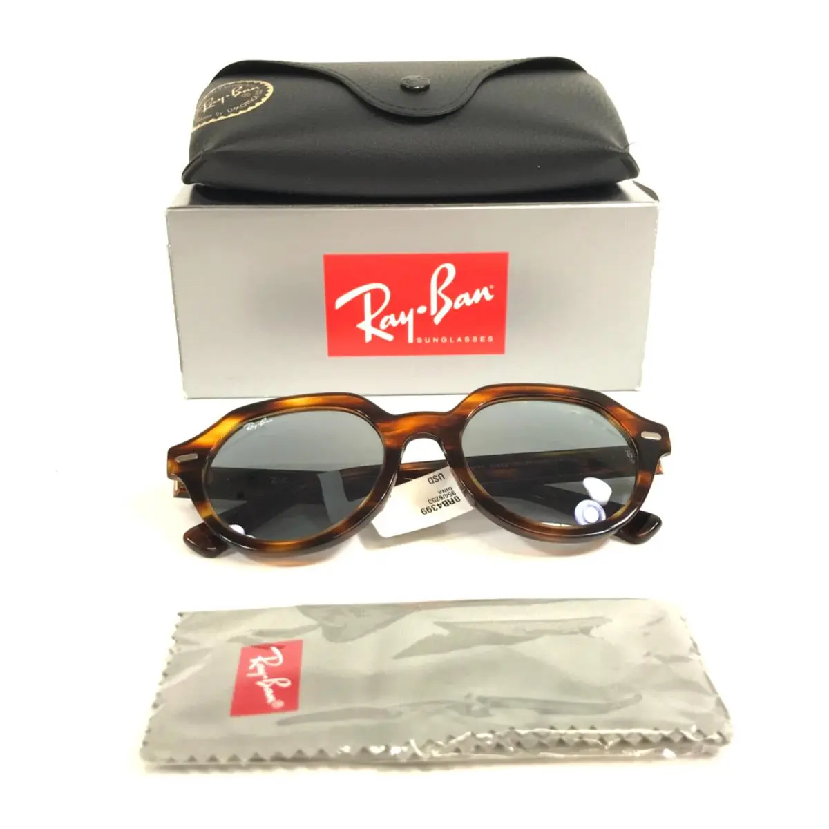 Ray-ban Sunglasses RB4399 Gina 954/62 Tortoise Brown Round w/ Blue Lenses 53 mm by Ray-Ban