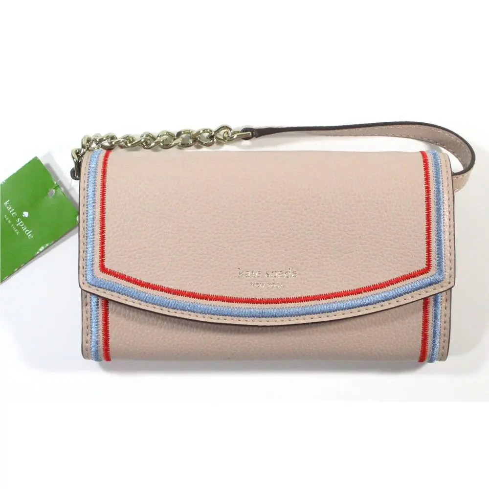 Kate Spade NY Eva Embroidered Wmbg/bldwn Wallet on a Chain Clutch Purse