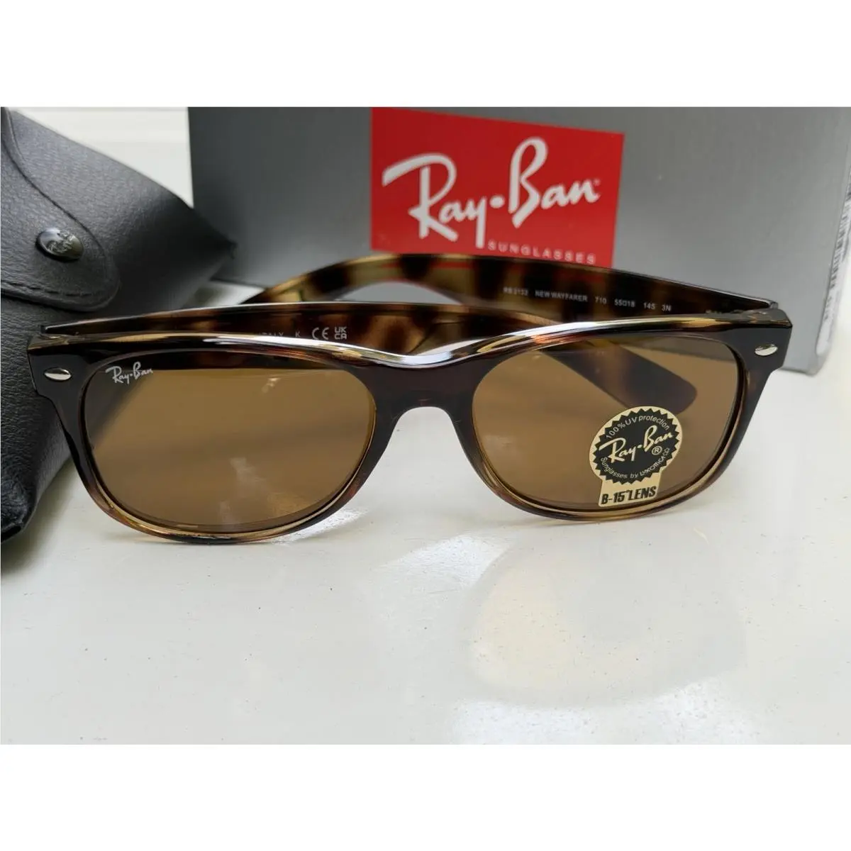 Ray-ban RB2132 Wayfarer 710 B-15 Brown Sunglasses 3N 55mm by Ray-Ban