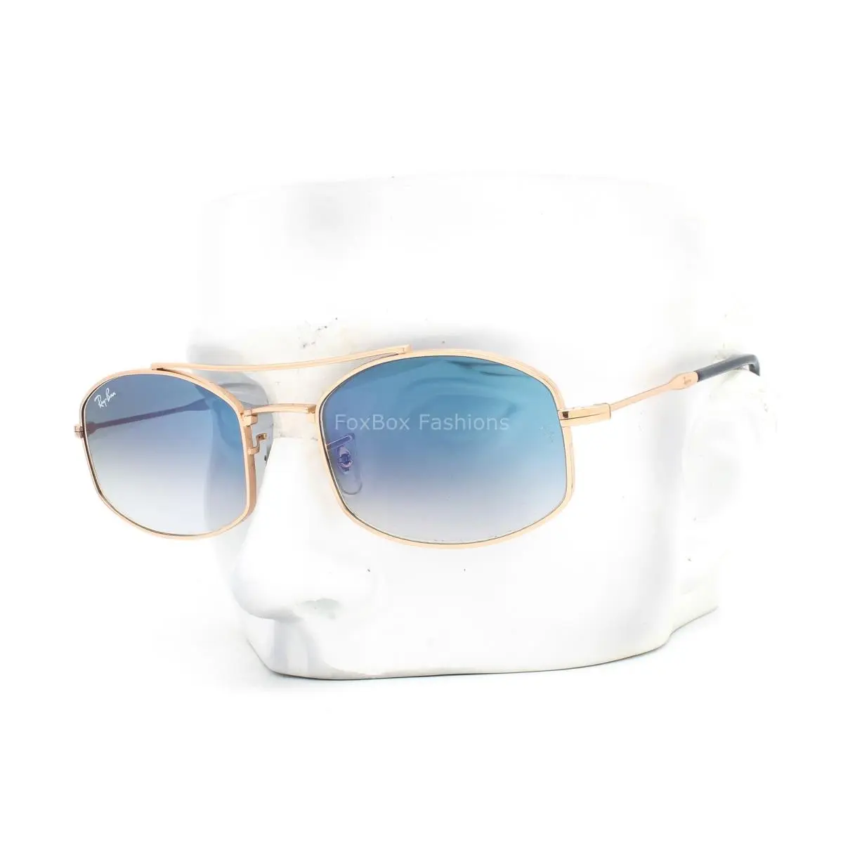 Ray-ban RB 3719 9262/3F Sunglasses Polished Rose Gold Light Blue Gradient W/case by Ray-Ban