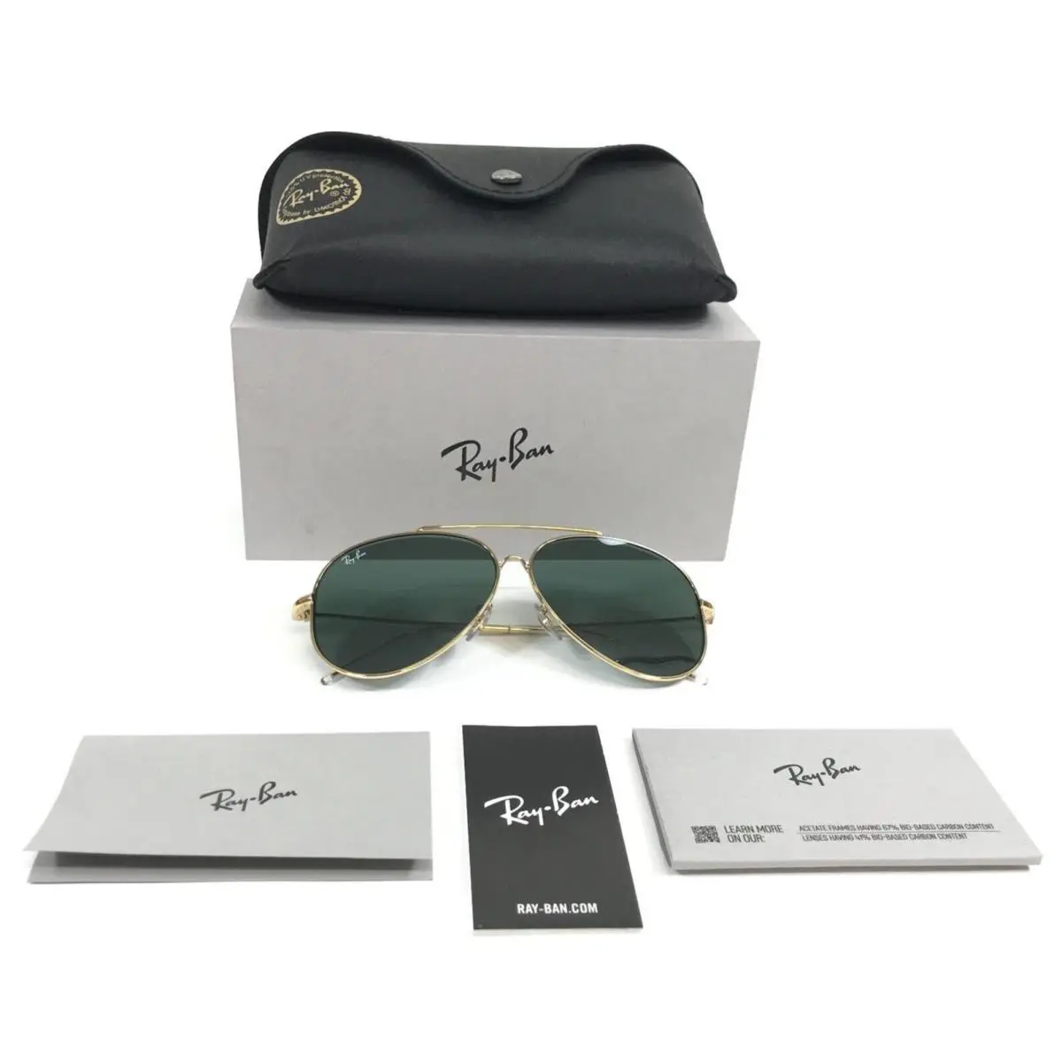 Ray-ban Sunglasses RBR0101S Aviator Reverse 001/VR Arista Gold with Green Lenses by Ray-Ban