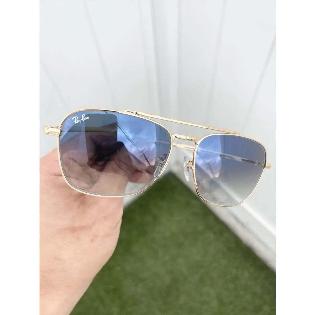 Ray-ban New Caravan RB3636 Ray Ban Caravan RB3636 3636 Gold Blue Lens Size 58/14 by Ray-Ban