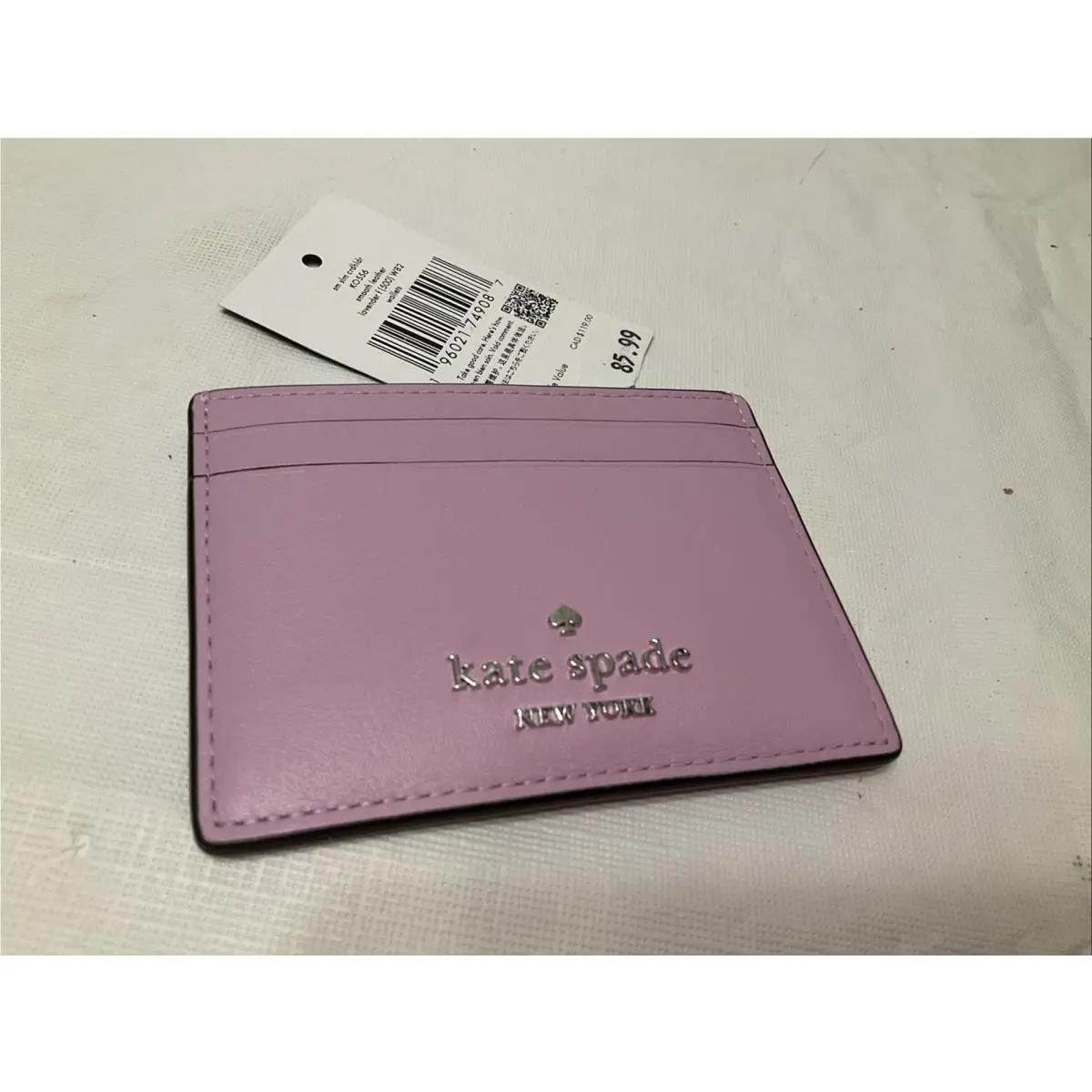 Small Slim Card Holder Lavender Frost KO556 Leather by Kate Spade