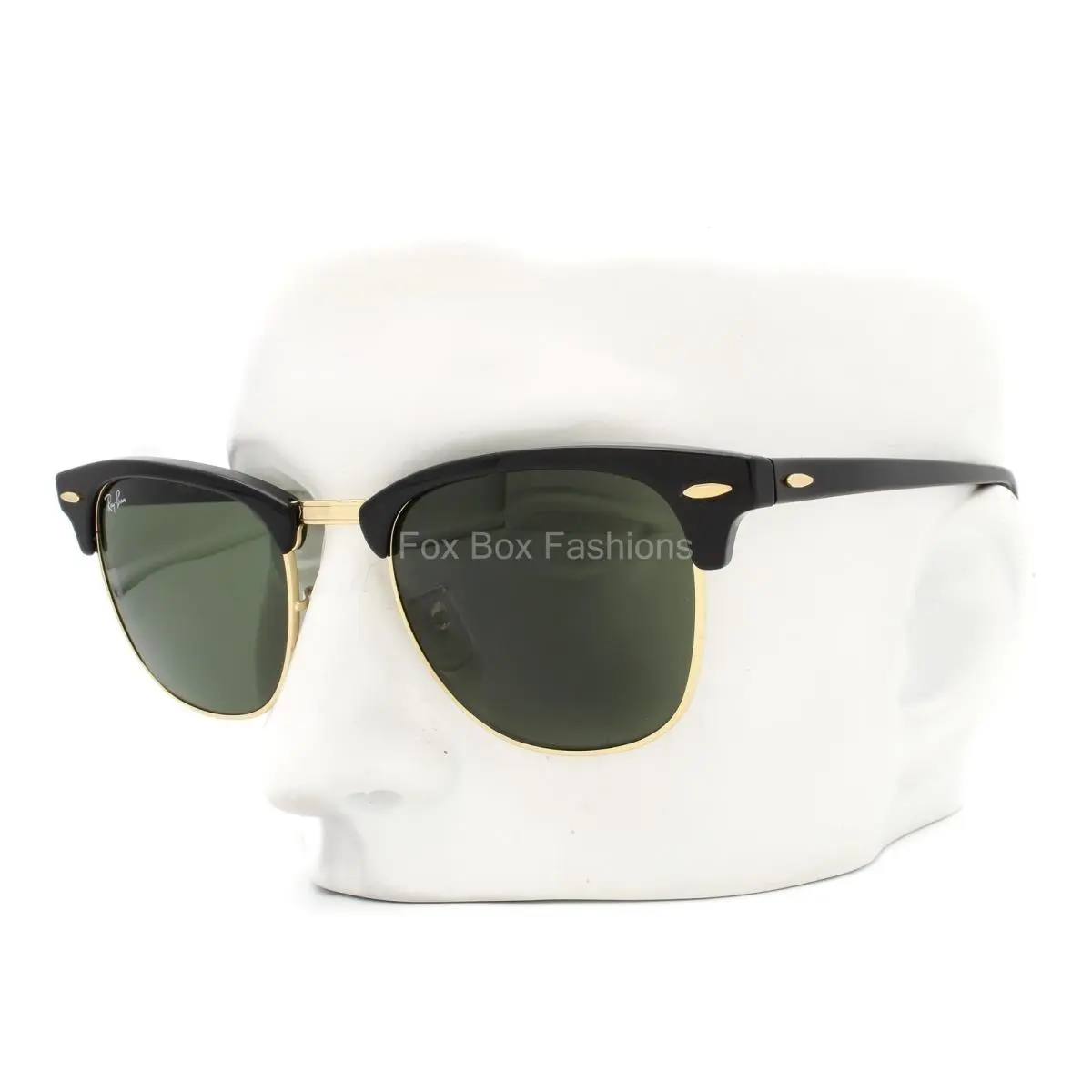 Ray-ban Clubmaster Sunglasses RB 3016 W0365 Shiny Black Gold Glass 49mm W/case by Ray-Ban