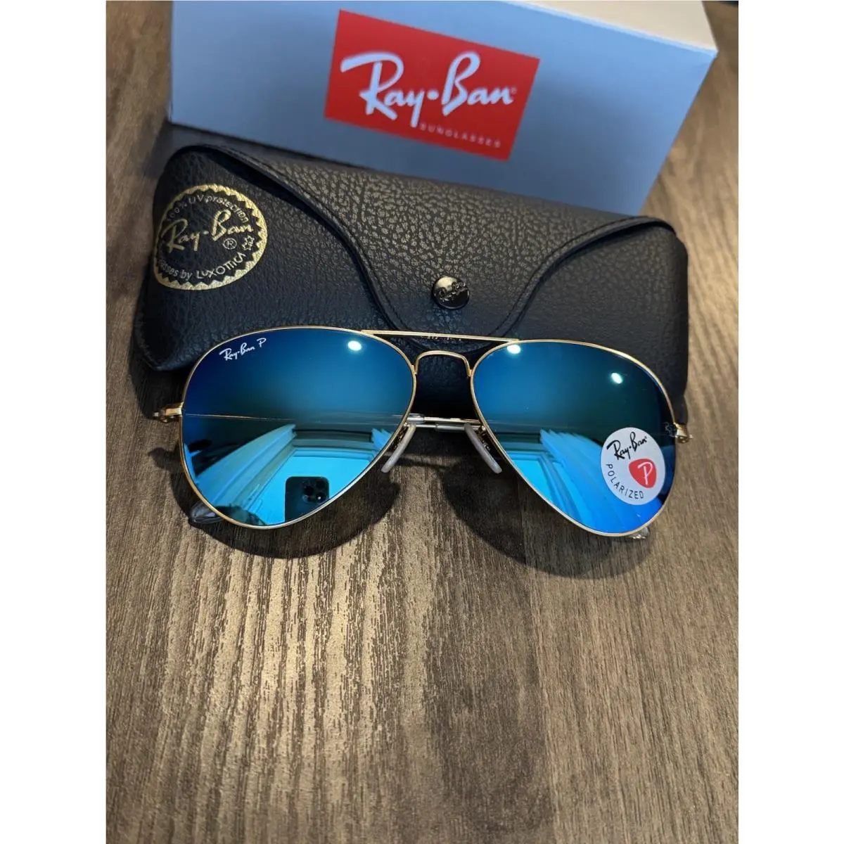 Ray-ban Aviator Pilot RB3025 Blue Polarized Sunglasses 58mm by Ray-Ban