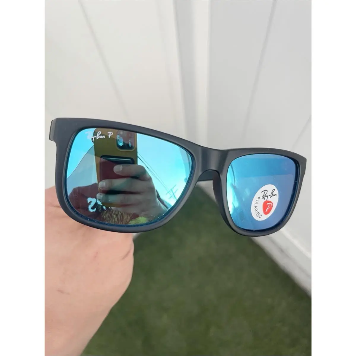 Ray Ban Justin Polarized RB4165 4165 Black Blue Flash Lens Size 54/16 by Ray-Ban