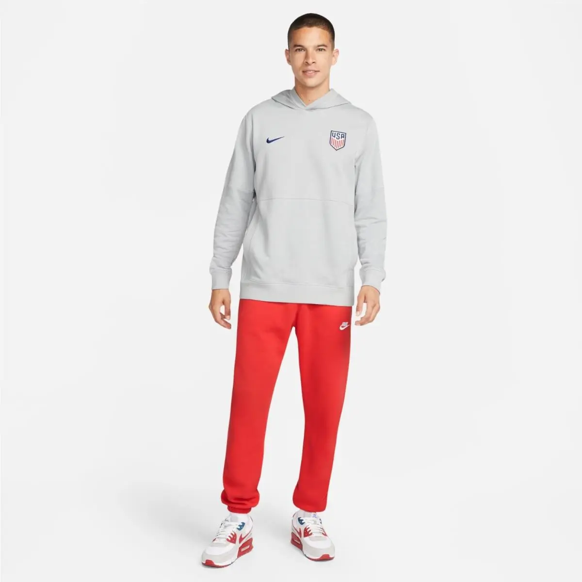 Usa National Team Men`s Soccer Pullover Hoodie Grey Size Medium by Nike